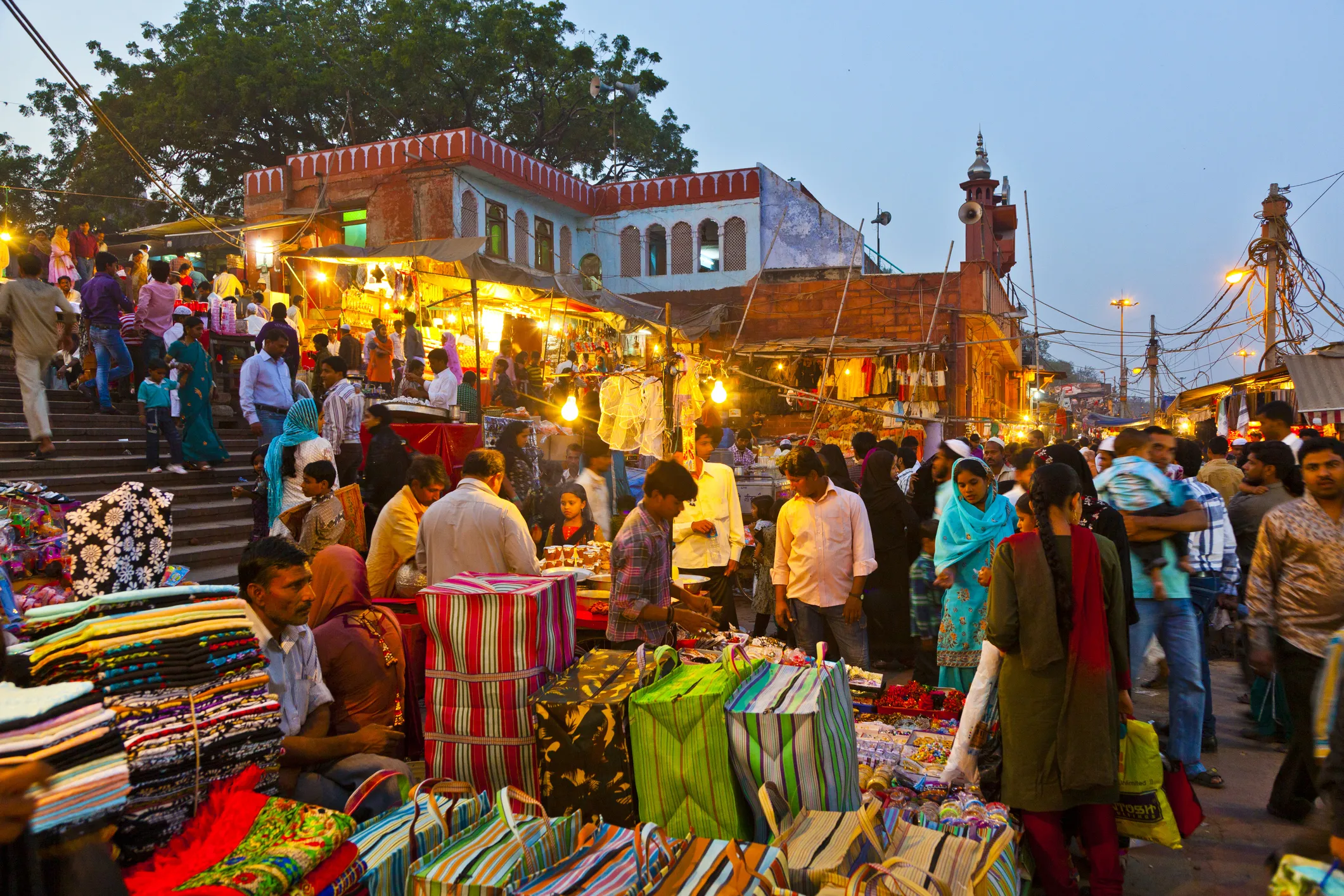 People at the Meena Bazaar market in Delhi, India
